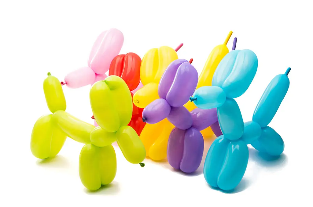 Sculptures de ballons chiens colorés