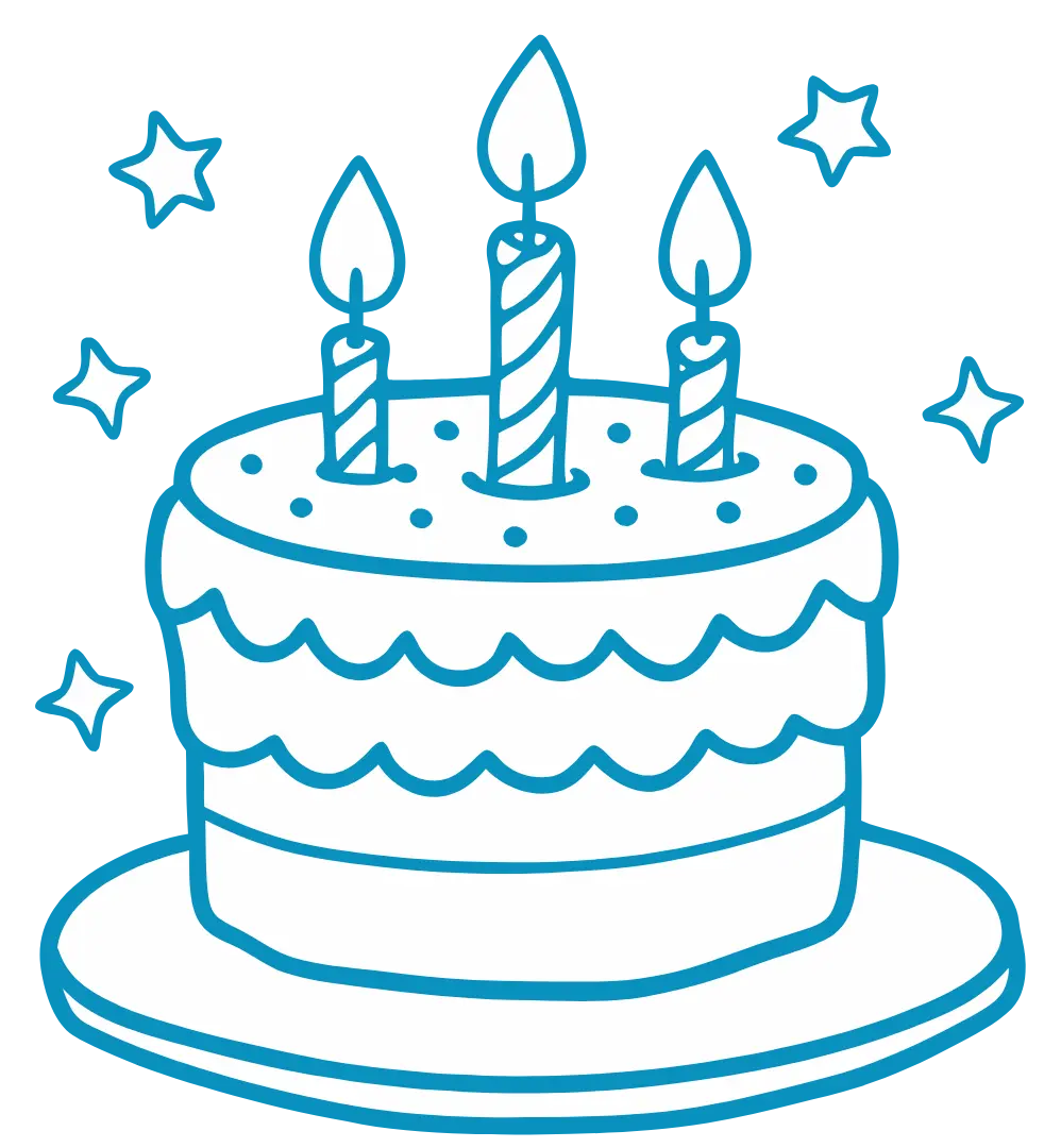 Illustration gâteau d'anniversaire bleu avec bougies