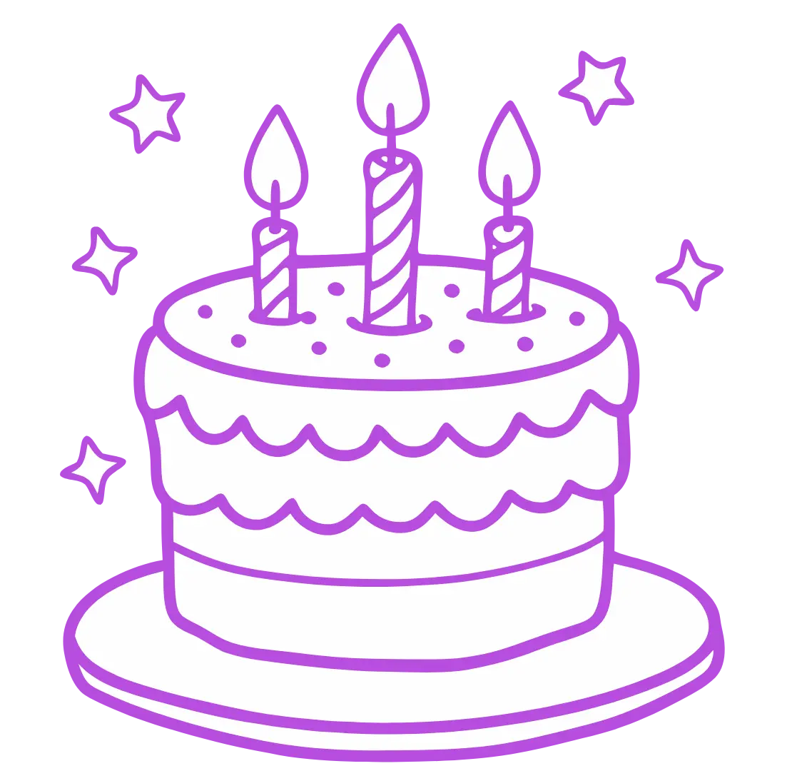 Illustration gâteau nniversaire mauve