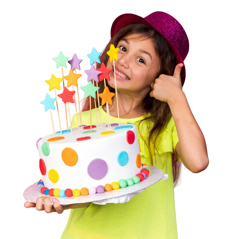 Illustration fille fêtant son anniversaire