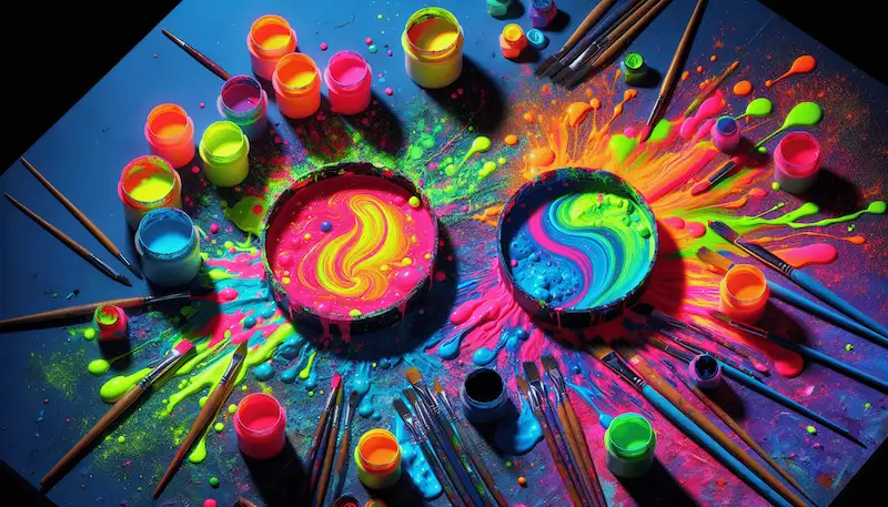 Pot de peinture phosphorescente et néon